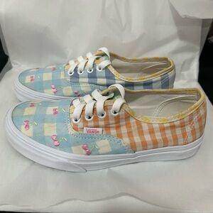 Vans Kids Cherry Checkered Sneakers - Blue and Orange
